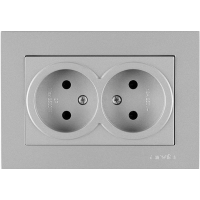 Arvia Electric, KAREN, Розетка 2-а без земли, (серебро)