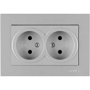 Arvia Electric, KAREN, Розетка 2-а без земли, (серебро)