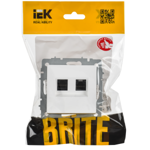BRITE Розетка компьютерная двойная кат.5E RJ45 РК10-2-БрАБ арктический белый IEK