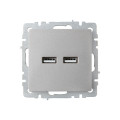 BRITE Розетка USB A+A 5В 3,1А РЮ10-1-БрС сталь IEK