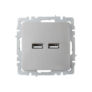 BRITE Розетка USB A+A 5В 3,1А РЮ10-1-БрС сталь IEK