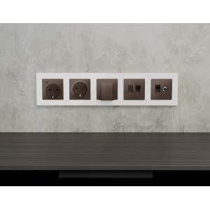 MA640510 Комплект механизма электрической розетки 2USB СC 20W сз на винтовых зажимах 16A-250V ALFA Темная бронза матовый QUANT AP6405, VM165 AMBRELLA VOLT