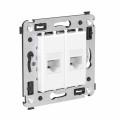 Розетка компьютерная 2-м СП Avanti Белое облако RJ45 кат.6 без шторок механизм DKC 4400694