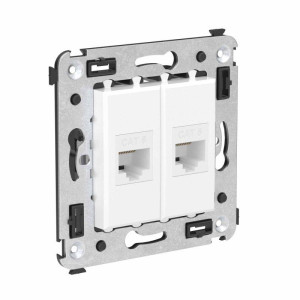 Розетка компьютерная 2-м СП Avanti Белое облако RJ45 кат.6 без шторок механизм DKC 4400694