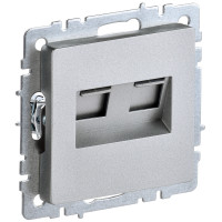 IEK BRITE BASE Алюминий Розетка двойная RJ11+RJ45 кат.5E РК/Т12-БрА