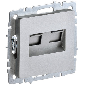 IEK BRITE BASE Алюминий Розетка двойная RJ11+RJ45 кат.5E РК/Т12-БрА