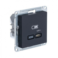 ATLASDESIGN USB РОЗЕТКА тип-С 65Вт высокоскор.заряд. QC, PD, механизм, КАРБОН ATN001027