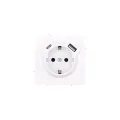 Розетка 1-м СП ESTET 16А IP20  USB type A  type C с заземл. механизм бел. LEZARD 745-0288-181TC