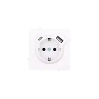 Розетка 1-м СП ESTET 16А IP20  USB type A  type C с заземл. механизм бел. LEZARD 745-0288-181TC