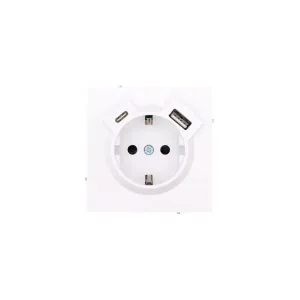 Розетка 1-м СП ESTET 16А IP20  USB type A  type C с заземл. механизм бел. LEZARD 745-0288-181TC