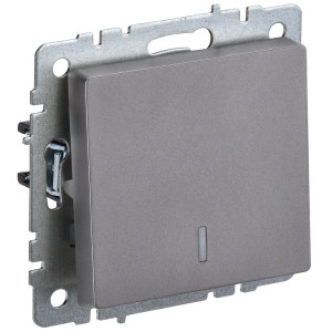 IEK BRITE BASE Сталь Выключ. 1-кл с индик 10А ВС10-1-1-БрС