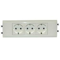 Механизм розетки 3-м СП 6мод. Mosaic 16А IP40 3х2P+E с заземл. безвинт. клеммы с суппортом для кабель-канала DLP бел. Leg 077433
