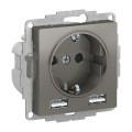 ATLASDESIGN РОЗЕТКА 16А c 2 USB A+A, 5В/2,4А, 2х5В/1,2А, механизм, СТАЛЬ ATN000930