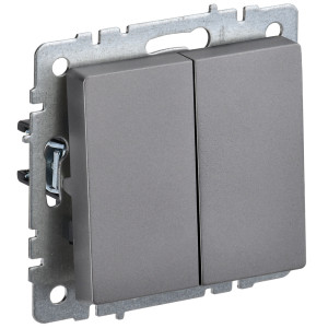 IEK BRITE BASE Сталь Выключ. 2-кл прох 10А ВС10-2-6-БрС