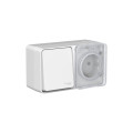 ATLASDESIGN PROFI IP54 О/У БЛОК: РОЗЕТКА с заземл. со шт., 16А, ВЫКЛЮЧАТЕЛЬ 1-клав., 10АХ, СЕРЫЙ ATN543070