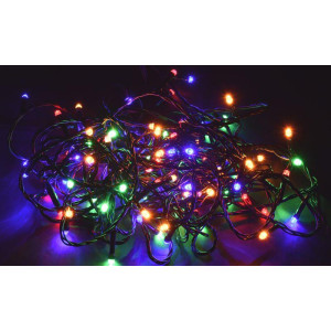 Гирлянда Нить 10м 100LED RGB IP20 провод зел. 230В с контроллером 8 режимов IEK LGDB110-3-100-10-G-S-20