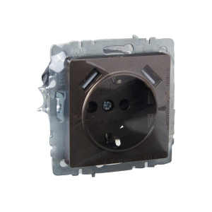 BRITE Розетка 1-местная с заземлением с защитными шторками 16А с USB AA 5В 2,1А РЮш10-1-БрТБ темная бронза IEK