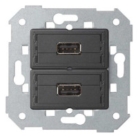 Розетка 2хUSB Simon SIMON 75, скрытый монтаж, черный, 7501090-039