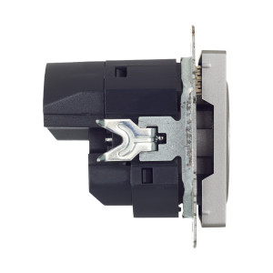 BRITE Розетка 1-местная с заземлением с защитными шторками 16А с USB AA 5В 3,1А РЮш10-2-БрС сталь IEK