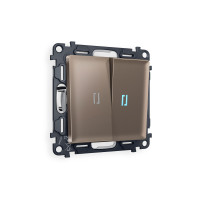 MA634020 Комплект механизма 2-кл выключателя с подсветкой 10000K ALFA Темня бронза матовый QUANT (AP6340, VM115, G17B) AMBRELLA VOLT