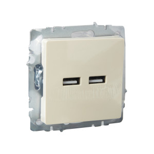 BRITE Розетка USB A+A 5В 3,1А РЮ10-1-БрКр бежевый IEK