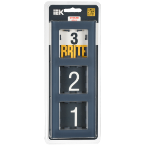 BRITE Рамка 3-местная РУ-3-2-Бр стекло маренго матовый IEK