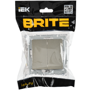 BRITE Выключатель 2-клавишный перекрестный 10А ВС10-2-3-БрШ шампань IEK