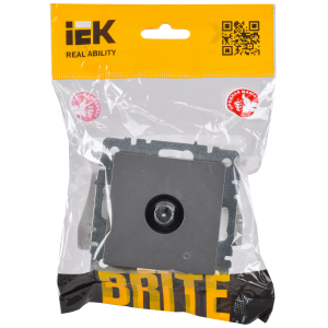 BRITE Розетка TV проходная РТВ10-0-БрС сталь IEK