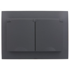 SKANDY Розетка 2-местная и крышкой 16А в сборе IP44 SK-R12G графит IEK