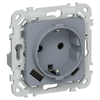 FLITE Розетка 1-местная с заземлением с защитными шторками 16А с USB A+C 20Вт РСЮшс11-0-ФлМ маренго IEK