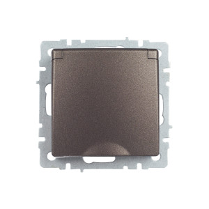 BRITE Розетка 1-местная с заземлением с защитными шторками и крышкой 16А IP44 РСбш10-3-44-БрТБ темная бронза IEK