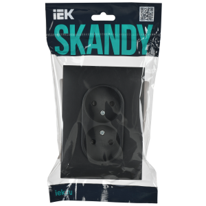 SKANDY Розетка 2-местная без заземления с защитными шторками 10А в сборе SK-R09G графит IEK