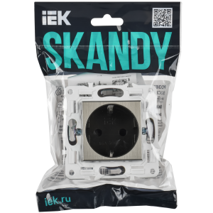 SKANDY Розетка с заземлением с защитными шторками 16А SK-R04N металл никель IEK
