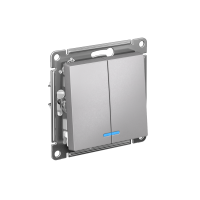 ATLASDESIGN 2-клавишный ВЫКЛЮЧАТЕЛЬ с подсветкой, сх.5а, 10АХ, мех., быстрозажим. клем., АЛЮМИНИЙ ATN000353S