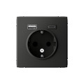 ARTGALLERY РОЗЕТКА 16А с 2 USB A+C, 5В/2,4А/3,0А, 2х5В/1,5А, механизм, БАЗАЛЬТ GAL001432