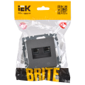 BRITE Розетка компьютерная двойная RJ45 кат.5E РК10-2-БрС сталь IEK