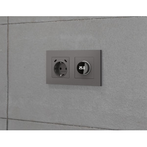 MA660510 Комплект механизма электрической розетки 2USB СC 20W сз на винтовых зажимах 16A-250V ALFA Антрацит серый QUANT AP6605, VM165 AMBRELLA VOLT