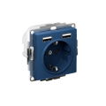 ATLASDESIGN РОЗЕТКА 16А c 2 USB A+A, 5В/2,4А, 2х5В/1,2А, механизм, АКВАМАРИН ATN001130
