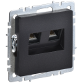 BRITE Розетка компьютерная двойная RJ45 кат.6 РК11-2-БрЧ черный IEK