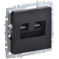 BRITE Розетка компьютерная двойная RJ45 кат.6 РК11-2-БрЧ черный IEK