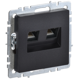 BRITE Розетка компьютерная двойная RJ45 кат.6 РК11-2-БрЧ черный IEK