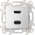 Simon 24 Алюминий Розетка HDMI v1.4 + USB 2.0 для передачи данных