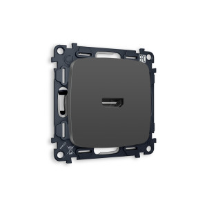 MO914010 Комплект механизма розетки HDMI 2.0 OMEGA Графит мягкое касание 40V/500mA 2.0GHz 5-18Gbit/s QUANT (OP9140, VM222) AMBRELLA VOLT