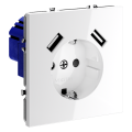 Розетка встраиваемая VOLTUM S70 с заземлением и защитными шторками, 16А, с USB, AA, белый глянцевы