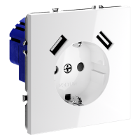Розетка встраиваемая VOLTUM S70 с заземлением и защитными шторками, 16А, с USB, AA, белый глянцевы