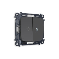 MO904035 Комплект механизма 2-кл проходного выключателя с подсветкой 5600K OMEGA Графит мягкое касание QUANT OP9040, VM120, G25W AMBRELLA VOLT