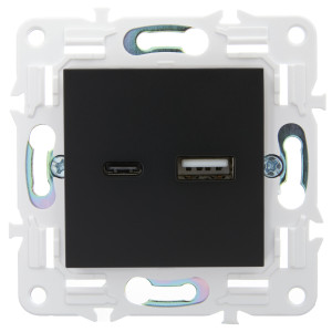 SKANDY Розетка USB A+C 18Вт SK-R13Bl черный IEK