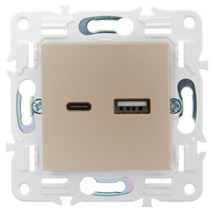 SKANDY Розетка USB A+C 3,1А SK-R14Sh шампань IEK