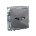 BRITE Розетка USB A+A 5В 3,1А РЮ10-1-БрС сталь IEK