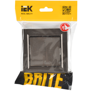 BRITE Выключатель 2-клавишный 10А в сборе ВСР10-2-0-БрТБ темная бронза IEK